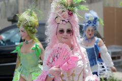 Dressed in all types of costumes, some with and some without an aquatic theme, parade goers both young and old participate in the 40th Annual Coney Island Mermaid Parade in Brooklyn NY on June 18, 2020. (Photo by Andrew Schwartz)