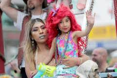 Dressed in all types of costumes, some with and some without an aquatic theme, parade goers both young and old participate in the 40th Annual Coney Island Mermaid Parade in Brooklyn NY on June 18, 2020. (Photo by Andrew Schwartz)