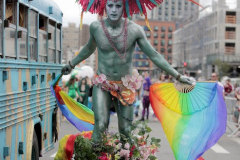 Dressed in all types of costumes, some with and some without an aquatic theme, parade goers both young and old participate in the 40th Annual Coney Island Mermaid Parade in Brooklyn NY on June 18, 2020. (Photo by Andrew Schwartz)