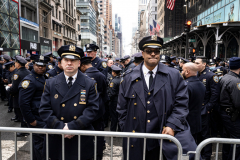 Police Officer Wilbert Mora was laid to rest 2/2/22 after being posthumously promoted to Detective First Grade, and eulogized at St. PatrickÕs Cathedral. Thousands of police from all parts of the country lined Fifth Ave. as the procession carrying Detective Mora passed.  Mora was gunned down along with his partner Jason Rivera, who passed away a few days earlier. Police wait and then line up to salute as the funeral procession passes.