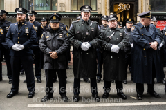 NYPD officers and police officers from the tri-state area line 5th Avenue to pay their final respect for their fallen colleague, NYPD Officer Wilbert Mora after his funeral service at St. Patrick’s Cathedral in New York, New York, on Feb. 2,  2022.  (Photo by Gabriele Holtermann/Sipa USA)