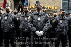 NYPD officers and police officers from the tri-state area line 5th Avenue to pay their final respect for their fallen colleague, NYPD Officer Wilbert Mora after his funeral service at St. Patrick’s Cathedral in New York, New York, on Feb. 2,  2022.  (Photo by Gabriele Holtermann/Sipa USA)