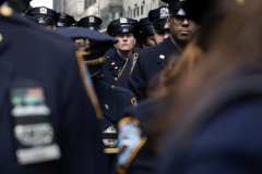 Police officers gather outside ot St. Particks Cathedral to honor Police officer, Wilbert Mora, who was fatally shot during a call of a domestic dispute in Harlem on January 21, 2022, Feb. 2, 2022.