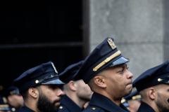 Police officers gather outside ot St. Particks Cathedral to honor Police officer, Wilbert Mora, who was fatally shot during a call of a domestic dispute in Harlem on January 21, 2022, Feb. 2, 2022.