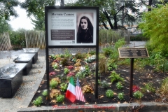 Mother Cabrini Statue at Battery Park South Cove location NYC. A rainy and foggy day. I even photographed a water spout on the Hudson River. It lasted less than a minute then disappeared.