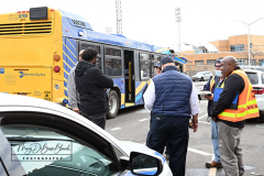 MTA Bus Accident
Monday, March 07, 2022
Hamilton Avenue and Richmond Terrace
Staten Island, NY
For Credit:  Mary DiBiase Blaich

An MTA bus was badly damaged on its right front during a late morning accident on Richmond Terrace near Hamilton Avenue. The S40 MTA Bus was traveling towards the St George Ferry Terminal.  The intersection is just a few blocks from the Staten Island Ferry and Richmond County Bank Ball Park.  The bus was hit by a large vehicle that was exiting a construction site. Eleven minor injuries were reported, in addition to the driver of the bus who suffered cuts.
