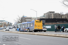 MTA Bus Accident
Monday, March 07, 2022
Hamilton Avenue and Richmond Terrace
Staten Island, NY
For Credit:  Mary DiBiase Blaich

An MTA bus was badly damaged on its right front during a late morning accident on Richmond Terrace near Hamilton Avenue. The S40 MTA Bus was traveling towards the St George Ferry Terminal.  The intersection is just a few blocks from the Staten Island Ferry and Richmond County Bank Ball Park.  The bus was hit by a large vehicle that was exiting a construction site. Eleven minor injuries were reported, in addition to the driver of the bus who suffered cuts.