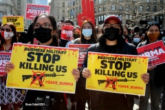 New York-  Myanmar Rally held in Foley Square. Protestors want to raise awareness of the political climate in Myanmar.