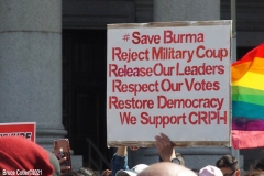New York-  Myanmar Rally held in Foley Square. Protestors want to raise awareness of the political climate in Myanmar.