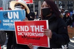 New York-  Myanmar Rally held in Foley Square. Protestors want to raise awareness of the political climate in Myanmar.