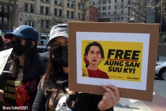 New York-  Myanmar Rally held in Foley Square. Protestors want to raise awareness of the political climate in Myanmar.