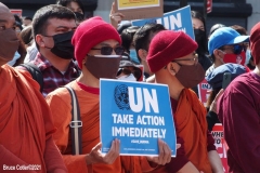 New York-  Myanmar Rally held in Foley Square. Protestors want to raise awareness of the political climate in Myanmar.