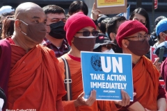 New York-  Myanmar Rally held in Foley Square. Protestors want to raise awareness of the political climate in Myanmar.