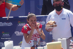 NATHAN’S FAMOUS FOURTH OF JULY HOT DOG-EATING CONTEST
 AT CONEY ISLAND’S MAIMONIDES PARK

World champion Joey Chestnut will defend his title against the world’s top eaters before a live audience at the Nathan’s Famous Fourth of July International Hot Dog-Eating Contest in Coney Island’s Maimonides Park (formerly MCU Park). 

The world’s best eating athletes  go head-to-head in the 10-minute, all-you-can-eat contest. Chestnut’s  broke his world record of 75 hot dogs and buns with 76 hot dogs. against number-two-ranked Geoffrey Esper(who has beaten Chestnut in recent events) .

In the women’s competition, Michelle Lesco won with 30 3/4hot dogs and buns  competed against world pepperoni roll-eating champion Larell Marie Mele and Sarah Rodriguez.