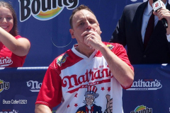 NATHAN’S FAMOUS FOURTH OF JULY HOT DOG-EATING CONTEST
 AT CONEY ISLAND’S MAIMONIDES PARK

World champion Joey Chestnut will defend his title against the world’s top eaters before a live audience at the Nathan’s Famous Fourth of July International Hot Dog-Eating Contest in Coney Island’s Maimonides Park (formerly MCU Park). 

The world’s best eating athletes  go head-to-head in the 10-minute, all-you-can-eat contest. Chestnut’s  broke his world record of 75 hot dogs and buns with 76 hot dogs. against number-two-ranked Geoffrey Esper(who has beaten Chestnut in recent events) .

In the women’s competition, Michelle Lesco won with 30 3/4hot dogs and buns  competed against world pepperoni roll-eating champion Larell Marie Mele and Sarah Rodriguez.