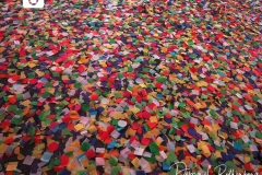Confetti fills an almost empty Time Square  as the Waterford Crystal Ball falls to ring in the New Year.