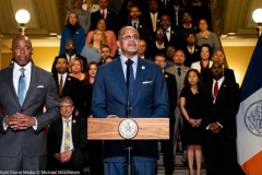 New York City School Chancellor David Banks speaking at an event where 45 new and returning school superintendents were introduced.
