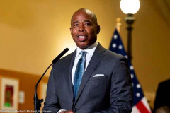 New York City Mayor Eric Adams (D) speaking at an event where 45 new and returning school superintendents were introduced.