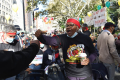 New York Taxi Workers Alliance victory party outside City Hall on November 9, 2021. 

Photos by Susan Watts