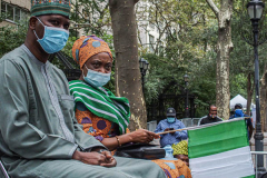 People come together for the 5th Nigerian Independence Day Parade on East 47th Street in Manhattan, NYC where food, festivities, artisans and DJs celebrated.  Speeches by local prominent Nigerian-American figures were made in celebration of Nigeria’s independence on October 1st, 1961. (C) Bianca Otero. NYC. October 09, 2021.