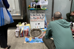 Noah The Animal Lover
He lives in NYC, retired and owns all those animals.  They are his pets.  He goes around throughout NYC and puts them on display for people to see and children to enjoy.  Petting is allowed.  All the animals are trained and 
non aggressive.  He collects voluntary donations to pay for food and associated vet cost.  His name is Noah.