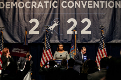 New York attorney general, Leticia James speaks at the 2022 New York State Democratic Convention in the Sheraton Midtown .
James received the Democratic Party’s nomination for re-election. 
Manhattan, New York. Thursday, February 17, 2022 (C) Bianca Otero
