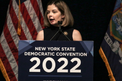 Destiny Hallenbeck, one of the youngest elected officials in New York state speaks at the 2022 New York State Democratic Convention in the Sheraton Midtown. Manhattan, New York. Thursday, February 17, 2022 (C) Bianca Otero