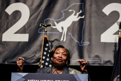 Majority Leader Andrea Stewart-Cousins speaks at the 2022 New York State Democratic Convention in the Sheraton Midtown. Manhattan, New York.Thursday, February 17, 2022 (C) Bianca Otero