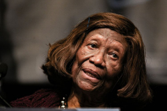 Dr. Hazel N. Dukes, President of the NAACP New York State Conference and a member of the NAACP National Board of Directors peaks at the 2022 New York State Democratic Convention in the Sheraton Midtown. Manhattan, New York. Thursday, February 17, 2022 (C) Bianca Otero