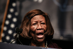 Dr. Hazel N. Dukes, President of the NAACP New York State Conference and a member of the NAACP National Board of Directors peaks at the 2022 New York State Democratic Convention in the Sheraton Midtown. Manhattan, New York. Thursday, February 17, 2022 (C) Bianca Otero