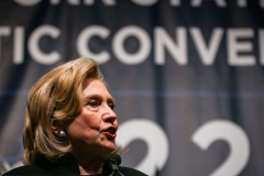 Hillary Clinton speaks at the 2022 New York State Democratic Convention in the Sheraton Midtown, officially endorsing Gov. Kathy Hochul for full term as NY Governor. Manhattan, New York. Thursday, February 17, 2022 (C) Bianca Otero
