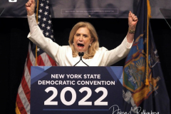 Senator Carolyn Maloney (D_NY) speaks speaks during the 2022 New York State Democratic Convention at the Sheraton New York Times Square Hotel on 17 February 2022 in New York City. Former Secretary of State Hillary Clinton gave the keynote address during the second day of the New York Democratic Convention where the party organized the party's platform and nominated candidates for statewide offices that will be on the ballot this year including the nomination of Gov. Kathy Hochul and her Lt. Gov. Brian Benjamin.