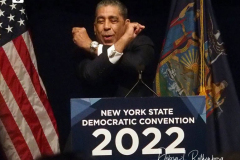 Rep. Adriano Espaillat speaks during the 2022 New York State Democratic Convention at the Sheraton New York Times Square Hotel on February 17, 2022 in New York City. Former Secretary of State Hillary Clinton gave the keynote address during the second day of the NYS Democratic Convention where the party organized the party's platform and nominated candidates for statewide offices that will be on the ballot this year including the nomination of Gov. Kathy Hochul and her Lt. Gov. Brian Benjamin