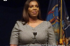 New York State Attorney General Letitia James speaks during the 2022 New York State Democratic Convention at the Sheraton New York Times Square Hotel on February 17, 2022 in New York City. Former Secretary of State Hillary Clinton gave the keynote address during the second day of the NYS Democratic Convention where the party organized the party's platform and nominated candidates for statewide offices that will be on the ballot this year including the nomination of Gov. Kathy Hochul and her Lt. Gov. Brian Benjamin