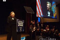 Former Secretary of State Hillary Clinton during the 2022 New York State Democratic Convention at the Sheraton New York Times Square Hotel on February 17, 2022 in New York City. Former Secretary of State Hillary Clinton gave the keynote address during the second day of the NYS Democratic Convention where the party organized the party's platform and nominated candidates for statewide offices that will be on the ballot this year including the nomination of Gov. Kathy Hochul and her Lt. Gov. Brian Benjamin