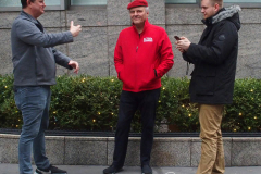 Former Republican Mayoral Candidate Curtis Sliwa outside the 2022 New York State Democratic Convention at the Sheraton New York Times Square Hotel on February 17, 2022 in New York City. Former Secretary of State Hillary Clinton gave the keynote address during the second day of the NYS Democratic Convention where the party organized the party's platform and nominated candidates for statewide offices that will be on the ballot this year including the nomination of Gov. Kathy Hochul and her Lt. Gov. Brian Benjamin