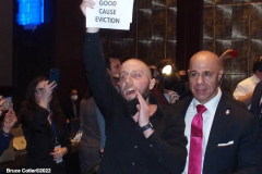 February 17, 2022  New York, 
 New York State Democratic Nomination Convention held at the Sheraton Hotel in Midtown Manhattan all of the New York State 
Democratic leaders gathered to see who would make the ballot for the incoming elections. The keynote speaker was Former Secretary of State,  Former U.S. Senator, and  Former First Lady Hillary Clinton.  
protestors