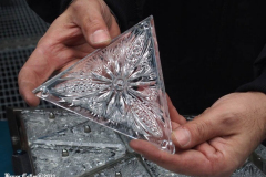 December 27, 2021  New York , Workers Install 192 New Waterford Crystals
On Times Squares New Year’s Eve Ball.The Waterford Crystal New Year’s Eve Ball is a geodesic sphere, 12 feet in diameter, and weighs 11,875 pounds. The Ball is covered with a total of 2,688 Waterford Crystal triangles that vary in size, and range in length from 4 3/4 inches to 5 3/4 inches per side. For Times Square 2022,