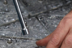 December 27, 2021  New York , Workers Install 192 New Waterford Crystals
On Times Squares New Year’s Eve Ball.The Waterford Crystal New Year’s Eve Ball is a geodesic sphere, 12 feet in diameter, and weighs 11,875 pounds. The Ball is covered with a total of 2,688 Waterford Crystal triangles that vary in size, and range in length from 4 3/4 inches to 5 3/4 inches per side. For Times Square 2022,