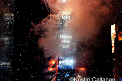 Ball drop, fireworks, Times Square