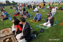 New York City Mayor Bill de Blasio  delivers remarks at the Eid UI-Adha prayer in Brooklyn, New York.  Early morning  outdoor prayer service.