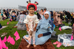 A mother and her daughter celebrate Eid-Al-Adha in Bensonhurst, Brooklyn, NY,  on July 20, 2021. (Photo by Gabriele Holtermann)
