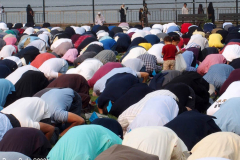 New York City Mayor Bill de Blasio  delivers remarks at the Eid UI-Adha prayer in Brooklyn, New York.  Early morning  outdoor prayer service.