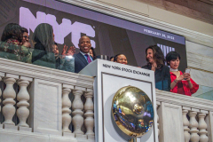 Recently appointed NYC Mayor, ERIC ADAMS, rang the bell at the NEW YORK STOCK EXCHANGE on Monday, February 28, 2022. Mayor Adams also called himself a “compassionate capitalist” as well as getting over the “hurdles” of lifting the mask mandate for school children and finally hinted that the market could possibly take a “hit” due to the possible full war in Ukraine. (C) Bianca Otero