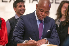 Recently appointed NYC Mayor, ERIC ADAMS, rang the bell at the NEW YORK STOCK EXCHANGE on Monday, February 28, 2022. Mayor Adams also called himself a “compassionate capitalist” as well as getting over the “hurdles” of lifting the mask mandate for school children and finally hinted that the market could possibly take a “hit” due to the possible full war in Ukraine. (C) Bianca Otero