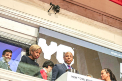 Recently appointed NYC Mayor, ERIC ADAMS, rang the bell at the NEW YORK STOCK EXCHANGE on Monday, February 28, 2022. Mayor Adams also called himself a “compassionate capitalist” as well as getting over the “hurdles” of lifting the mask mandate for school children and finally hinted that the market could possibly take a “hit” due to the possible full war in Ukraine. (C) Bianca Otero