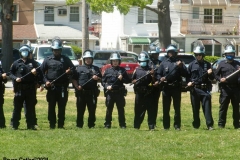 New York- New York City Police Department personnel train for riot control in a local park in the Marine park section of Brooklyn