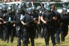 New York- New York City Police Department personnel train for riot control in a local park in the Marine park section of Brooklyn