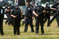 New York- New York City Police Department personnel train for riot control in a local park in the Marine park section of Brooklyn