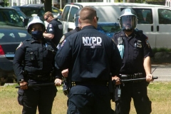New York- New York City Police Department personnel train for riot control in a local park in the Marine park section of Brooklyn